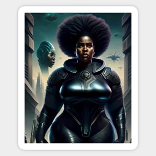 Curves in Space: Afrofuturistic Tee T-Shirt Sticker